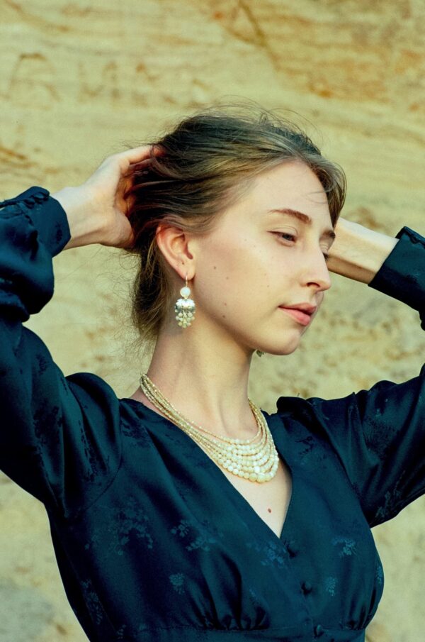earrings and necklace